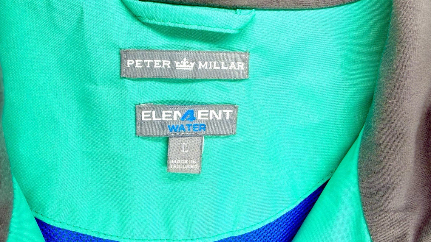 Peter Millar Element 4 Water Full Zip Teal Zip Pockets Golf Windbreaker Jacket L