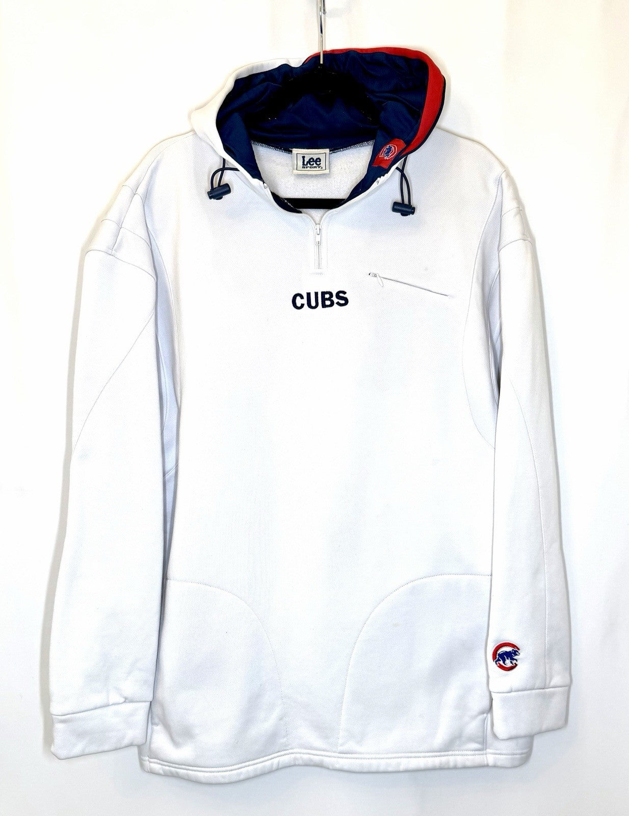 Vintage Lee Sports Chicago Cubs Embroidered White 1/4 Zip Pull Over Men’s XL