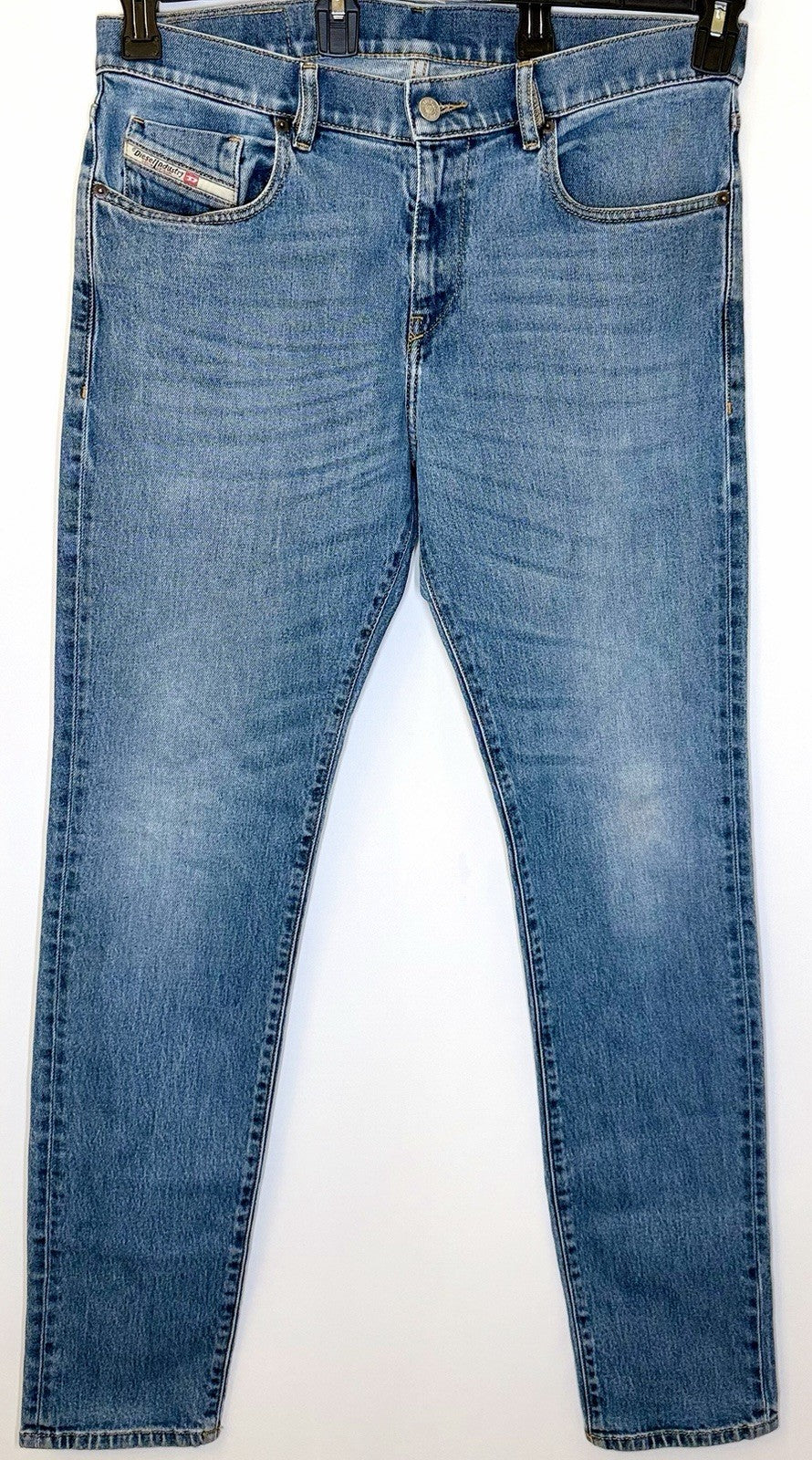 Diesel Jeans Distressed 2019 D-Strukt Mens 34x32 Slim Blue Cotton Blend Denim