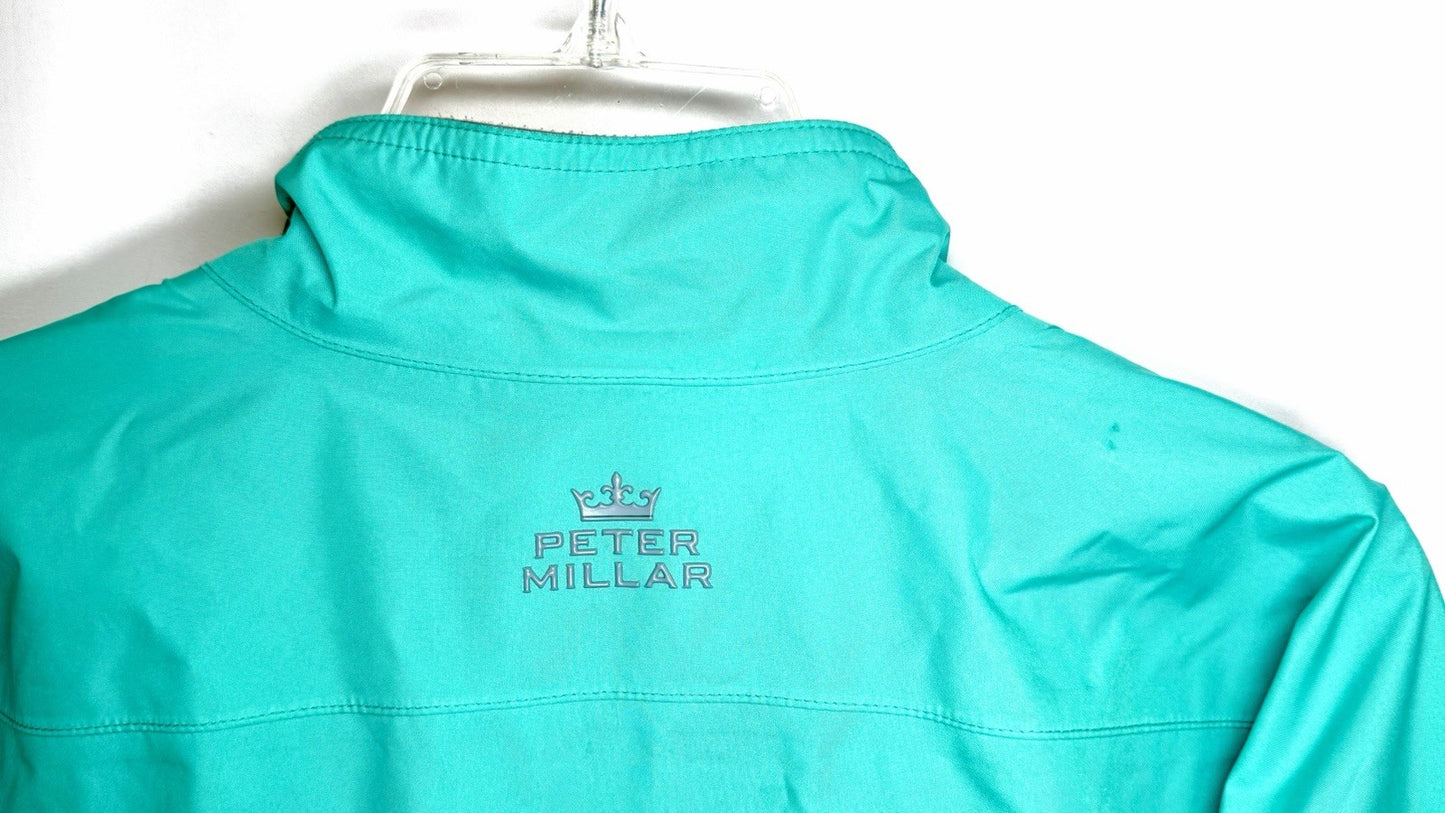 Peter Millar Element 4 Water Full Zip Teal Zip Pockets Golf Windbreaker Jacket L