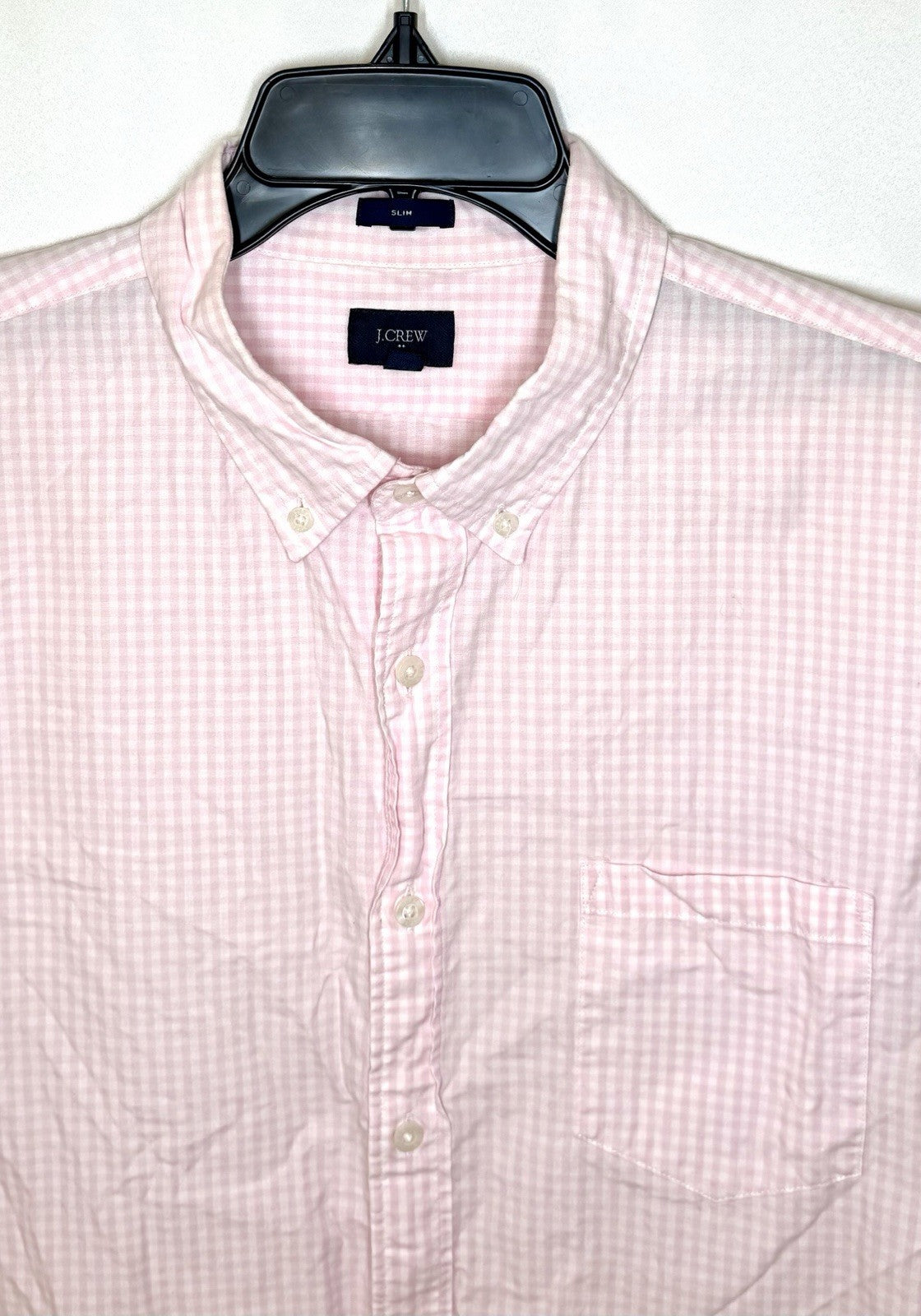 J Crew Button Up Long Sleeve Dress Shirt Pink Plaid Size Medium