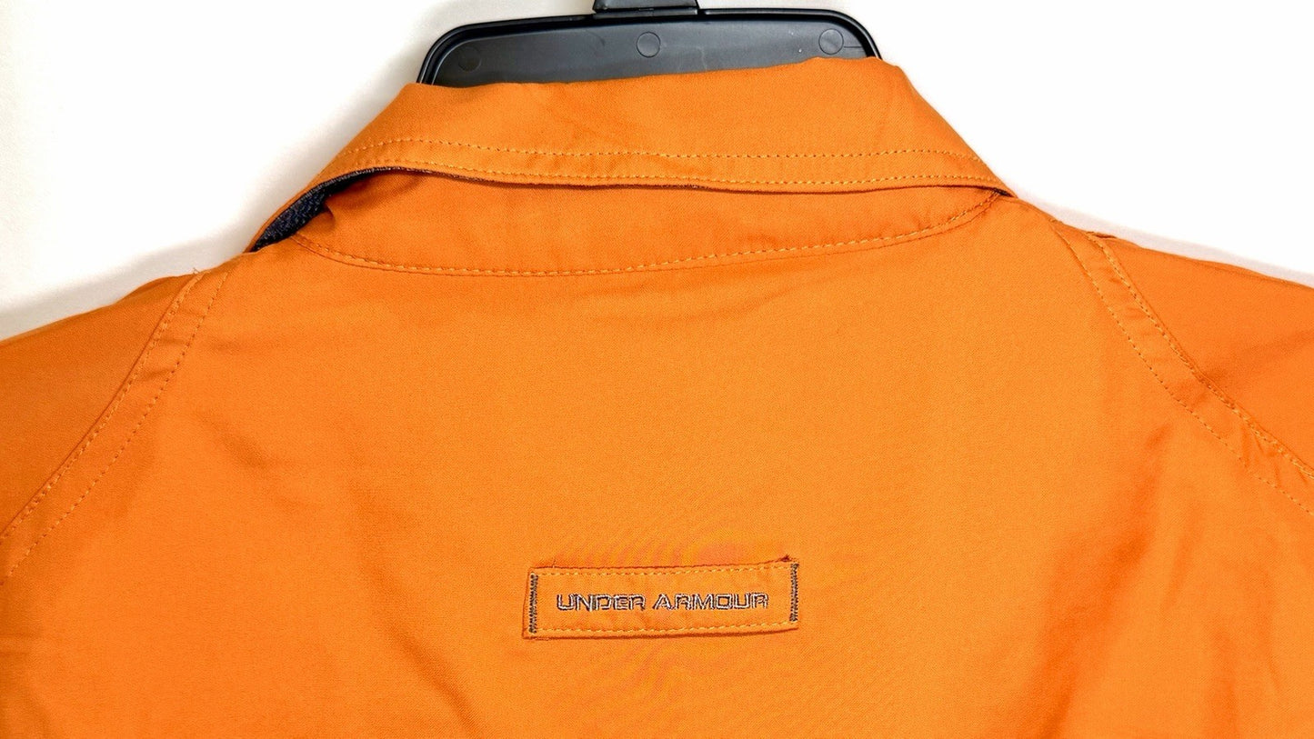 Under Armour Men’s Heat Gear LS Button Down Shirt  Sz Large Vented Neon Orange