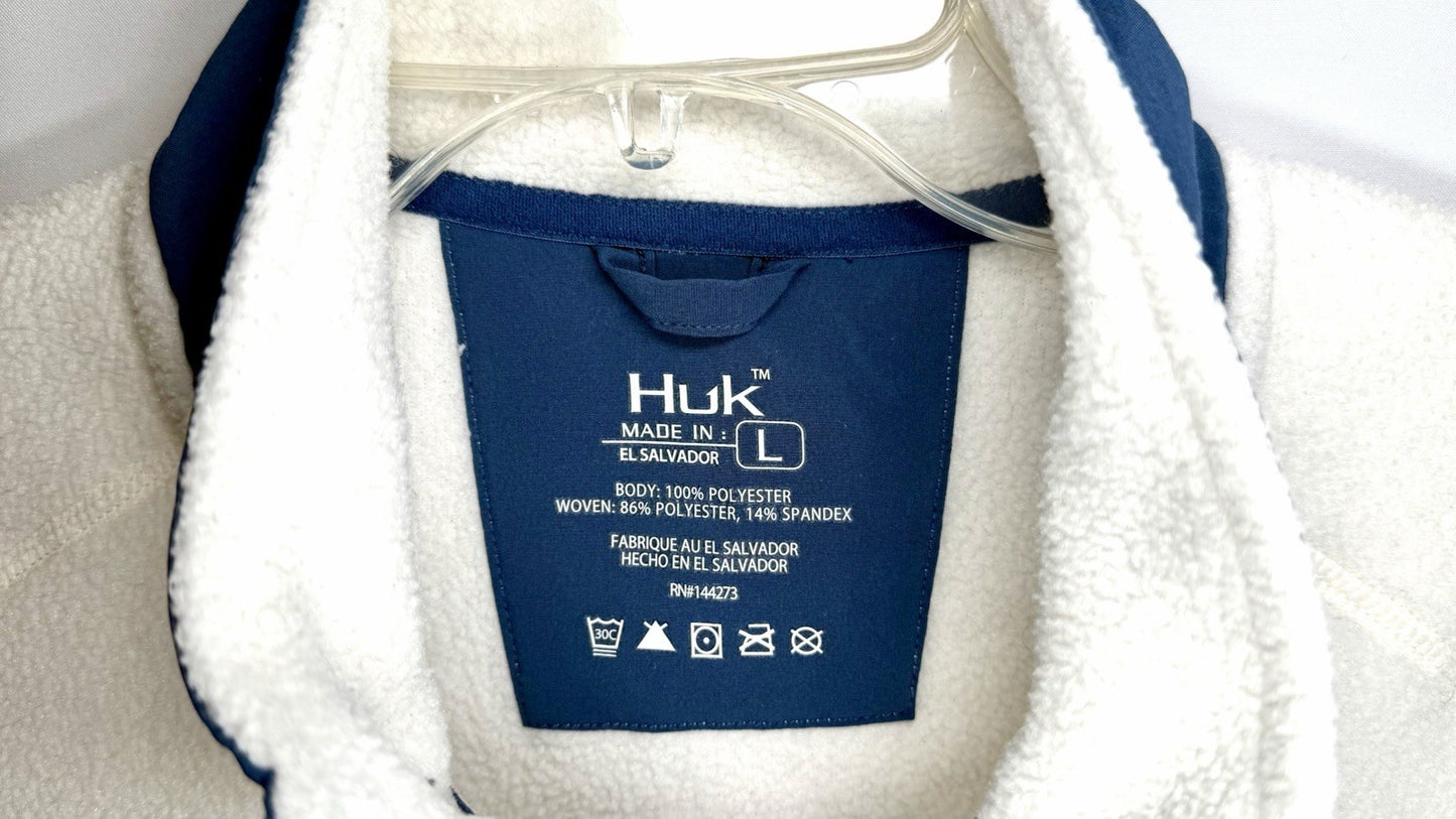 HUK Performance Fishing Waypoint Fleece Vest / Men’s Size Large/Egret-Blue