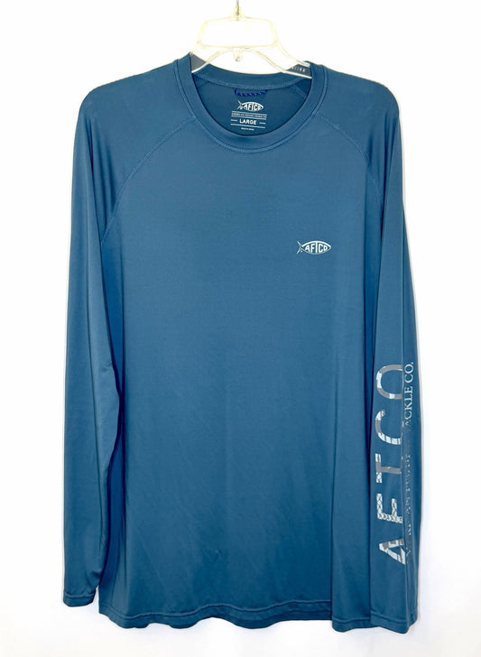 AFTCO Samurai 2 Sun Protection Long Sleeve Shirt / Corsair Heather / Men’s Large