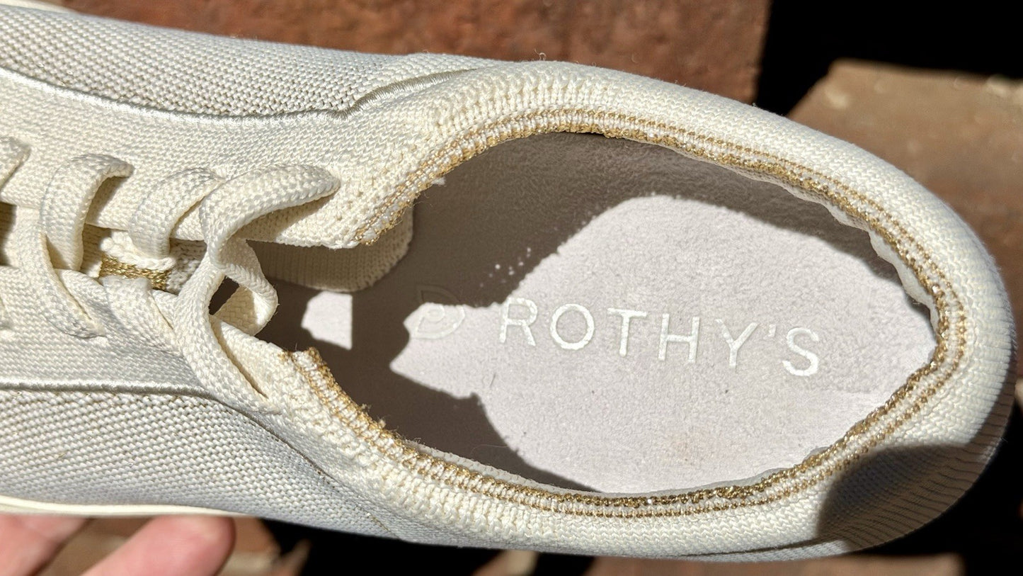 Rothy's The Lace Up Limited Edition Golden Metallic Women's Size 10 Knit Sneaker