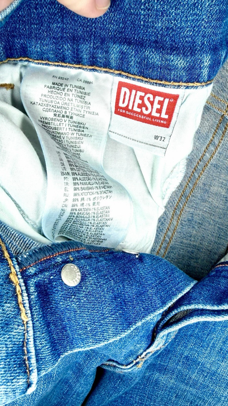 Mens Diesel 2005 D-FINING 09D45 Stretch Tapered Blue Jeans W32 L28