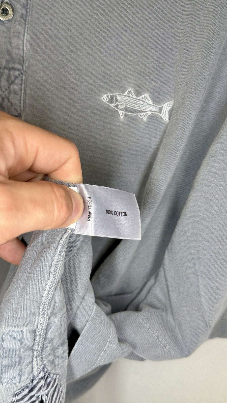 Orvis Vintage Mens Large Polo Shirt Grey Short Sleeve 100% heavy cotton