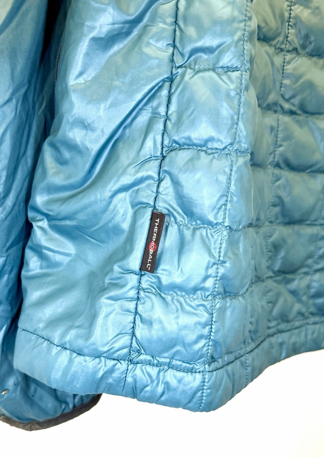 Men’s The North Face Thermoball Full Zip Long Sleeve Quilted Puff Green Jacket S