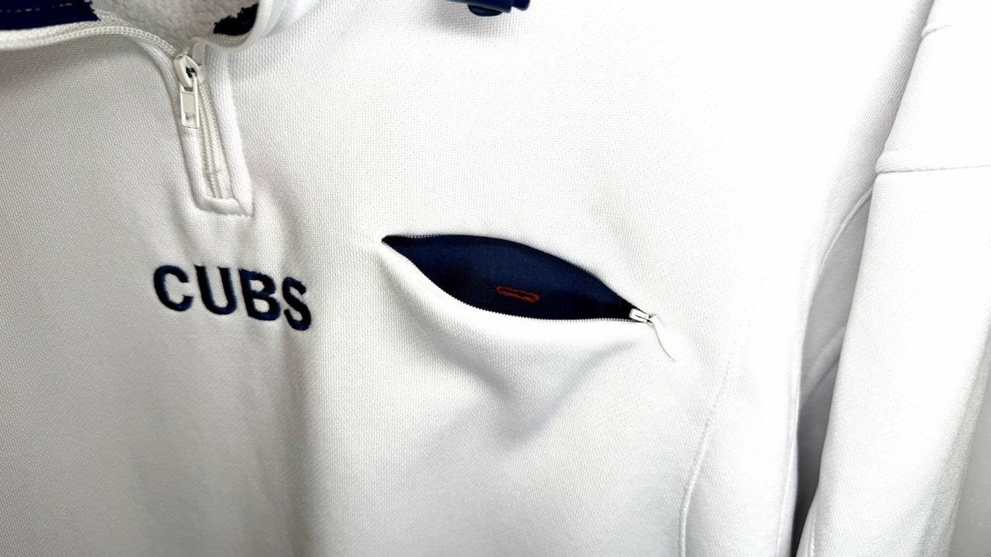 Vintage Lee Sports Chicago Cubs Embroidered White 1/4 Zip Pull Over Men’s XL