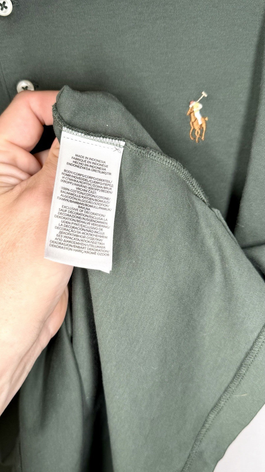 Polo Ralph Lauren Custom Slim Fit Horse Green Polo Shirt Men’s Size Large