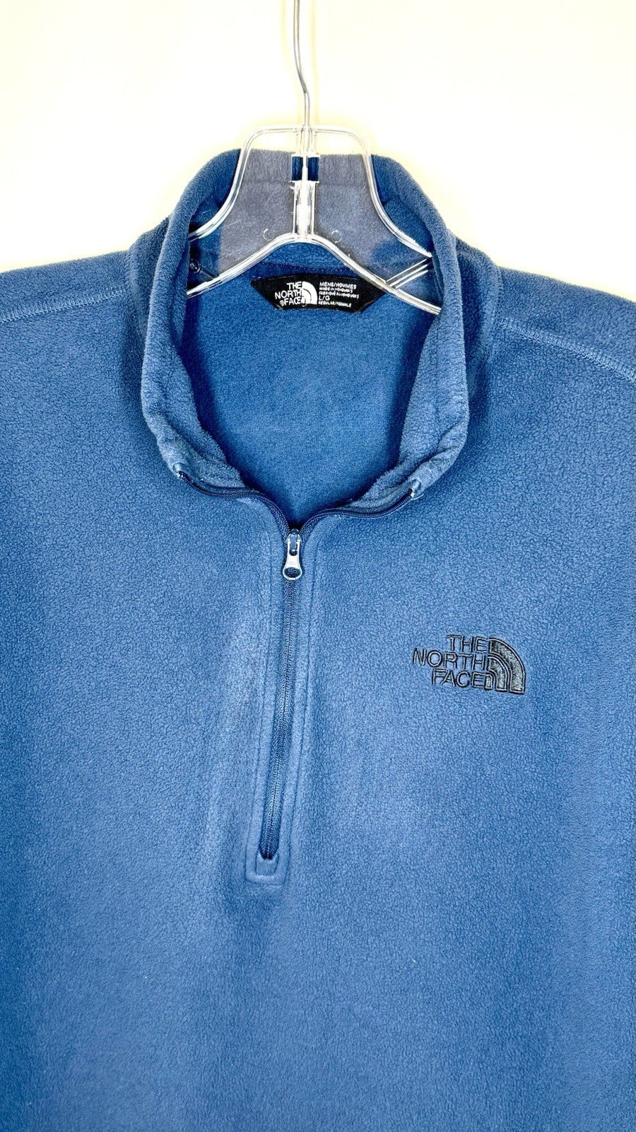 The North Face Men's Large Fleece Blue Long Sleeve Pullover Half Zip