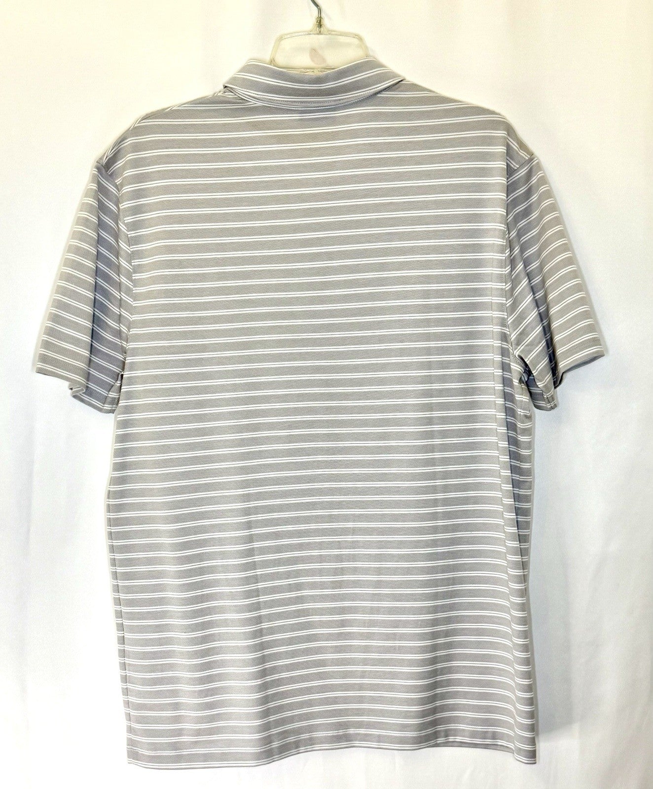 Charles Tyrwhitt Polo Shirt Mens Large Gray Striped Short Sleeve Cotton