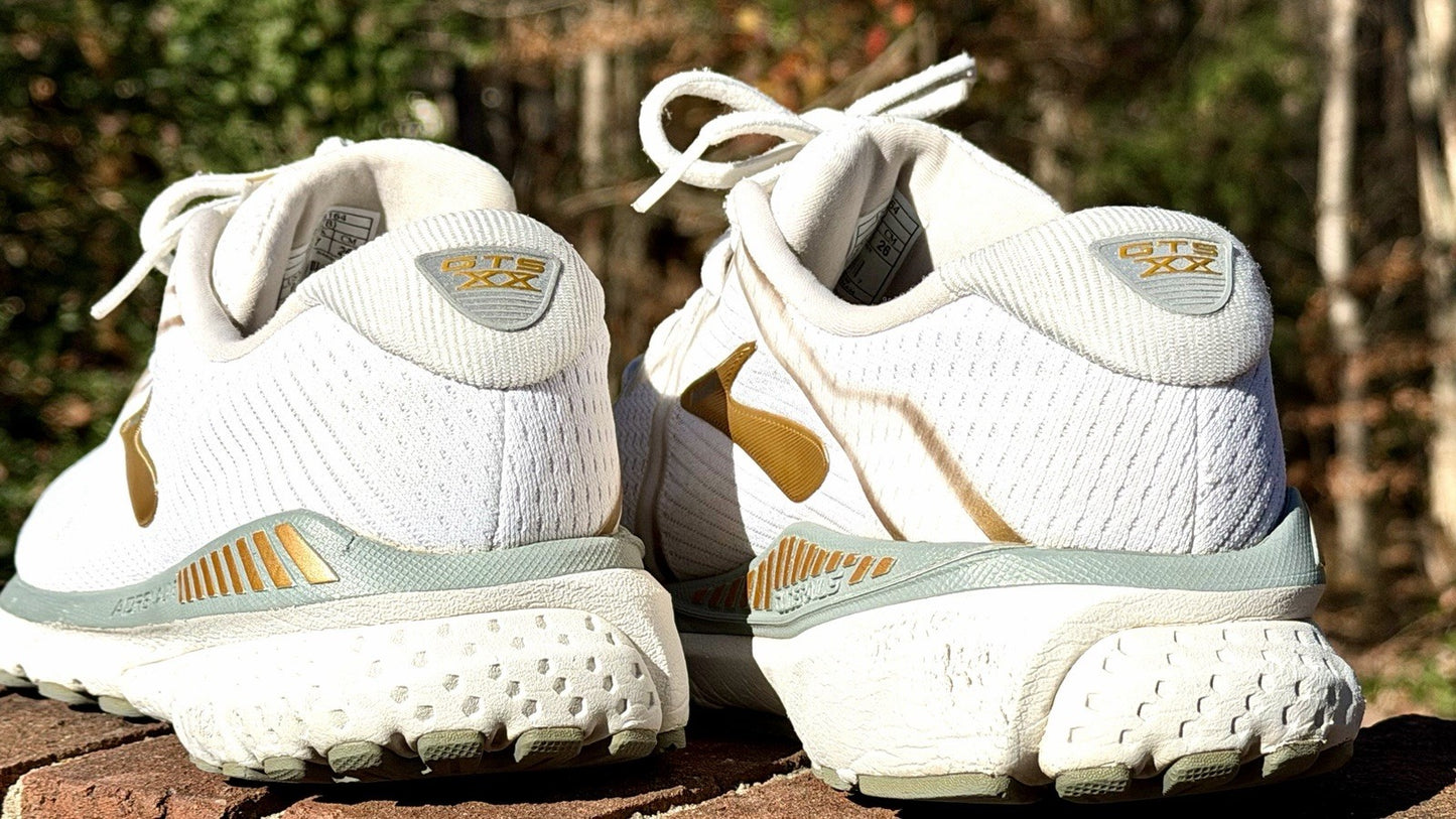 Brooks Womens Adrenaline GTS 20 Running Shoe Size 9 B Gray Gold Sneaker Trainer