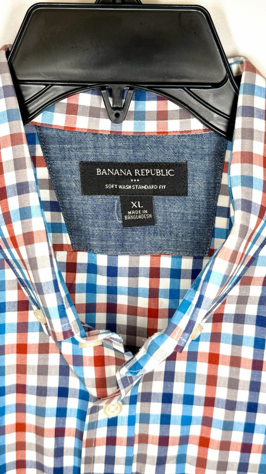Banana Republic Non-Iron Slim Fit Men's Classic Check  Long Sleeve Shirt Size XL